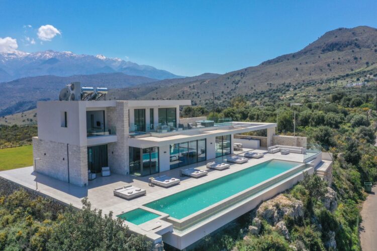 Aptera Villa Luxus Ferienhaus Kreta Mieten Außenansicht