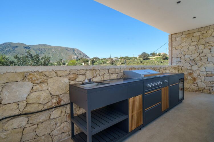 Aptera Villa Luxus Ferienhaus Kreta Mieten Außenküche