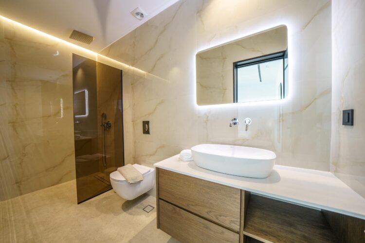 Aptera Villa Luxus Ferienhaus Kreta Mieten Bad