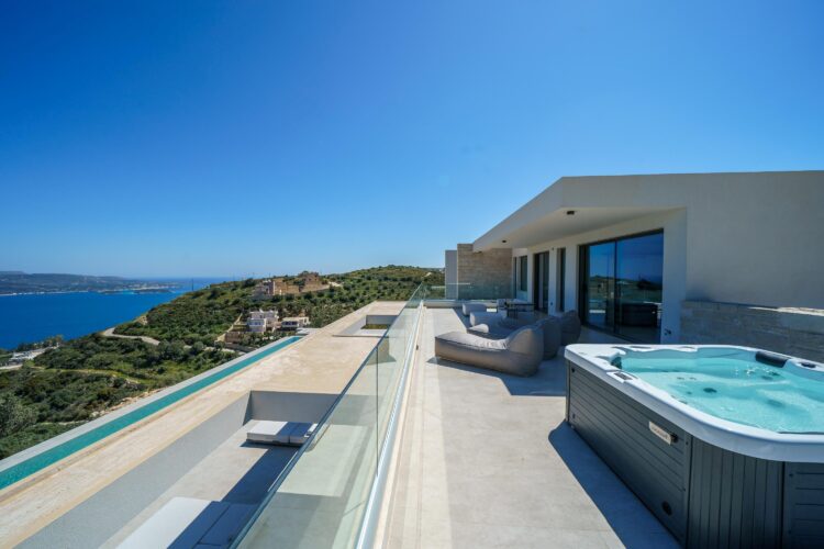 Aptera Villa Luxus Ferienhaus Kreta Mieten Dachterrasse