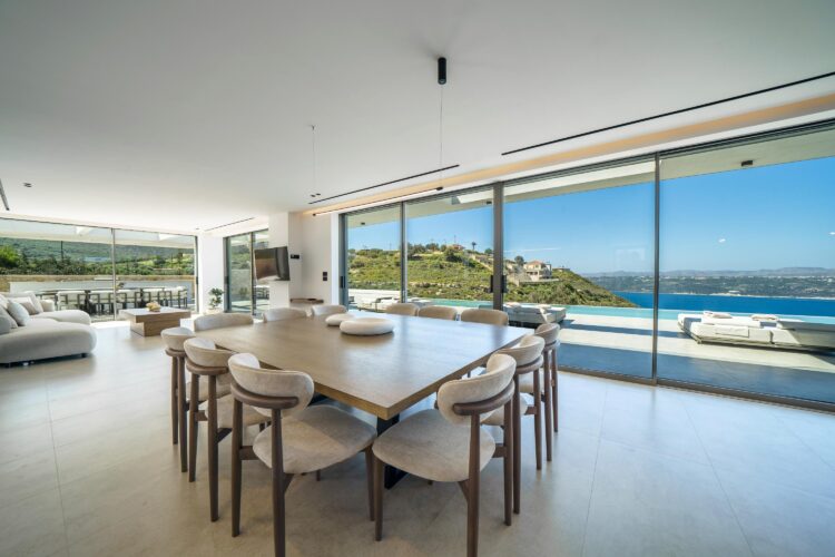 Aptera Villa Luxus Ferienhaus Kreta Mieten Esszimmer