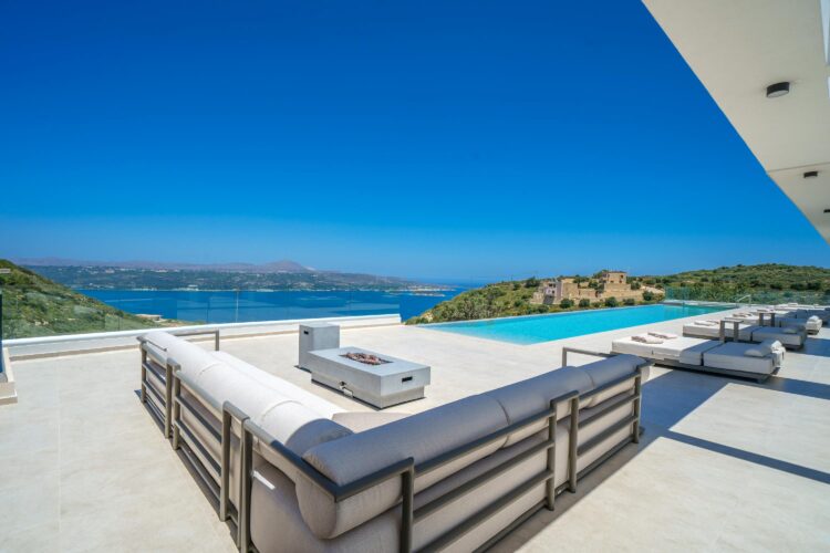 Aptera Villa Luxus Ferienhaus Kreta Mieten Lounge Area