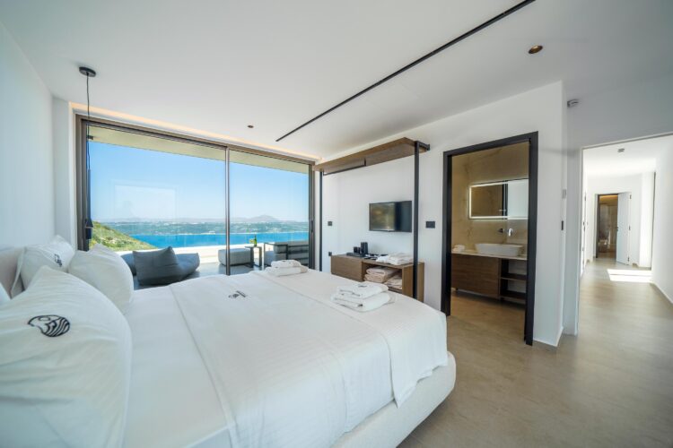 Aptera Villa Luxus Ferienhaus Kreta Mieten Schlafbereich