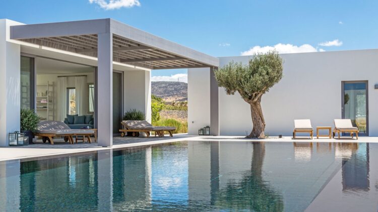 Asterias Two Luxus Ferienhaus Paros Am Meer Mieten Poolbereich