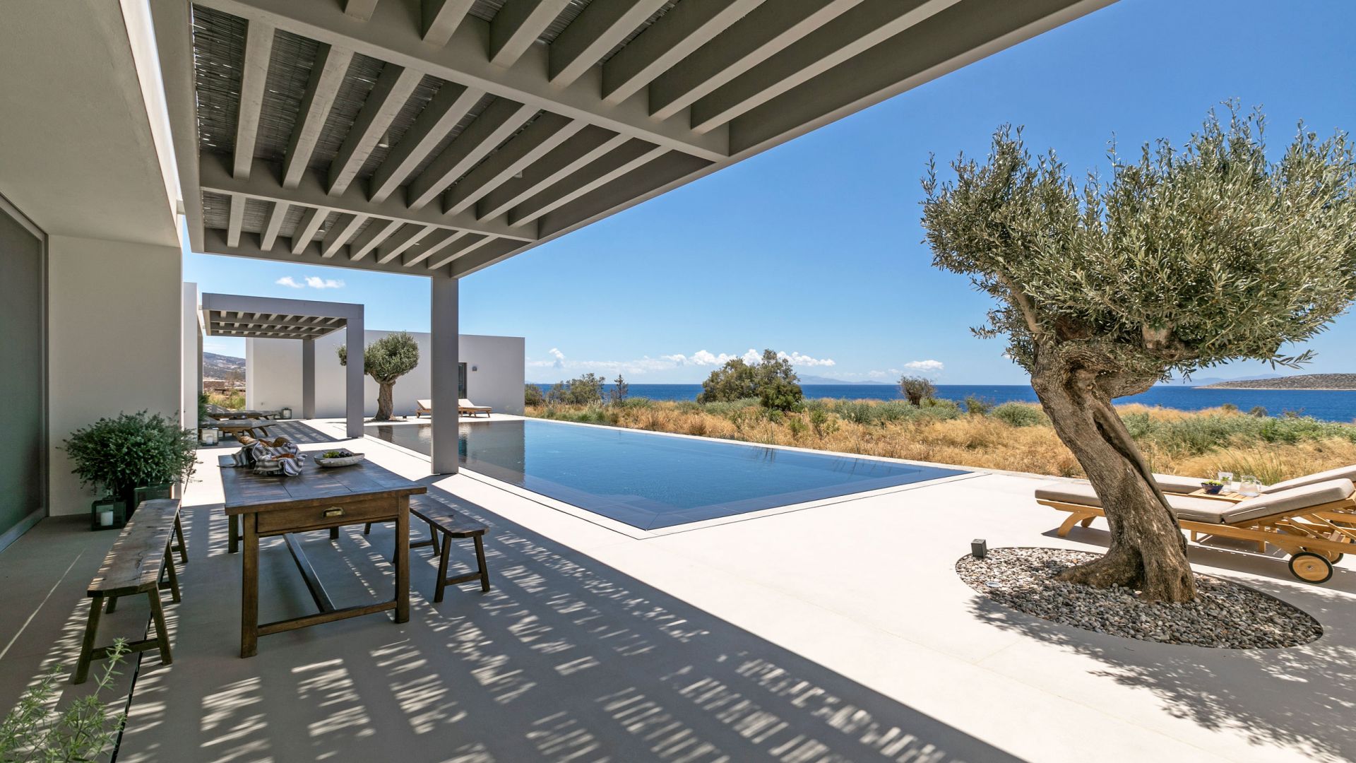 Asterias Two Luxus Ferienhaus Paros Am Meer Mieten Terrasse