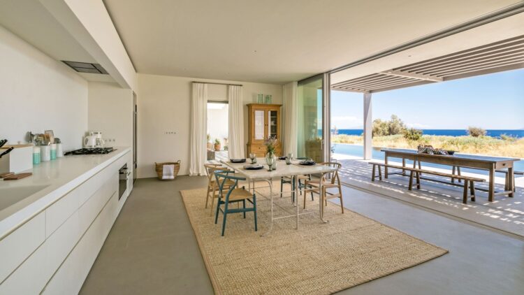 Asterias Two Luxus Ferienvilla Paros Am Strand Mieten Wohnebereich