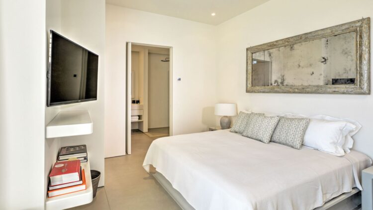 Asterias Villas Luxus Ferienhaus Paros Am Meer Mieten Doppelbett