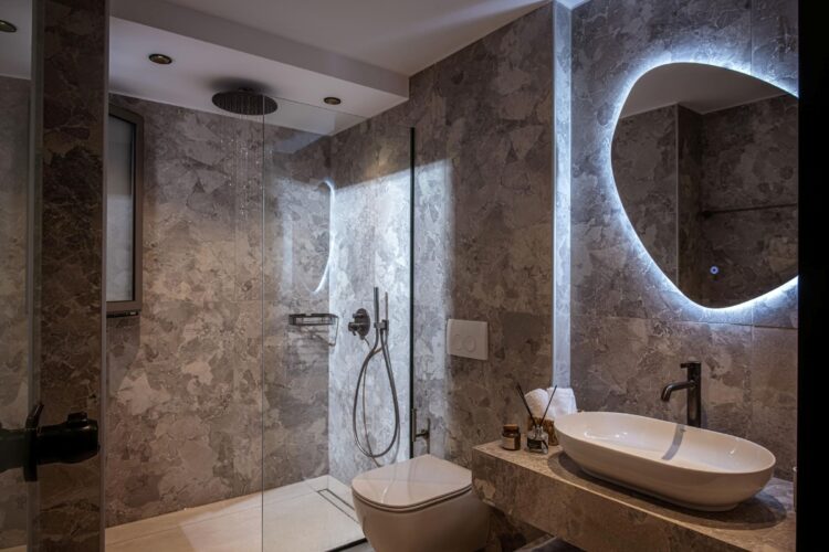 Baech Villa Paralia Luxus Ferienhaus Kreta Am Strand Mieten Dusche