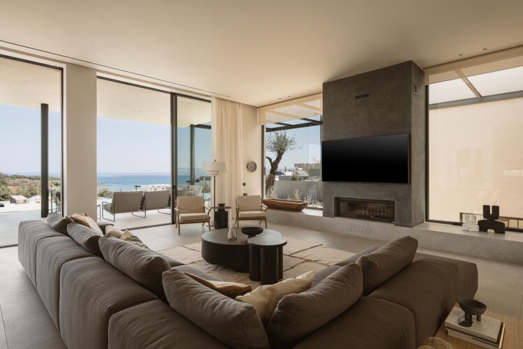 Beach Escape Chania Luxus Ferienhaus Kreta Mieten Wohnzimmer