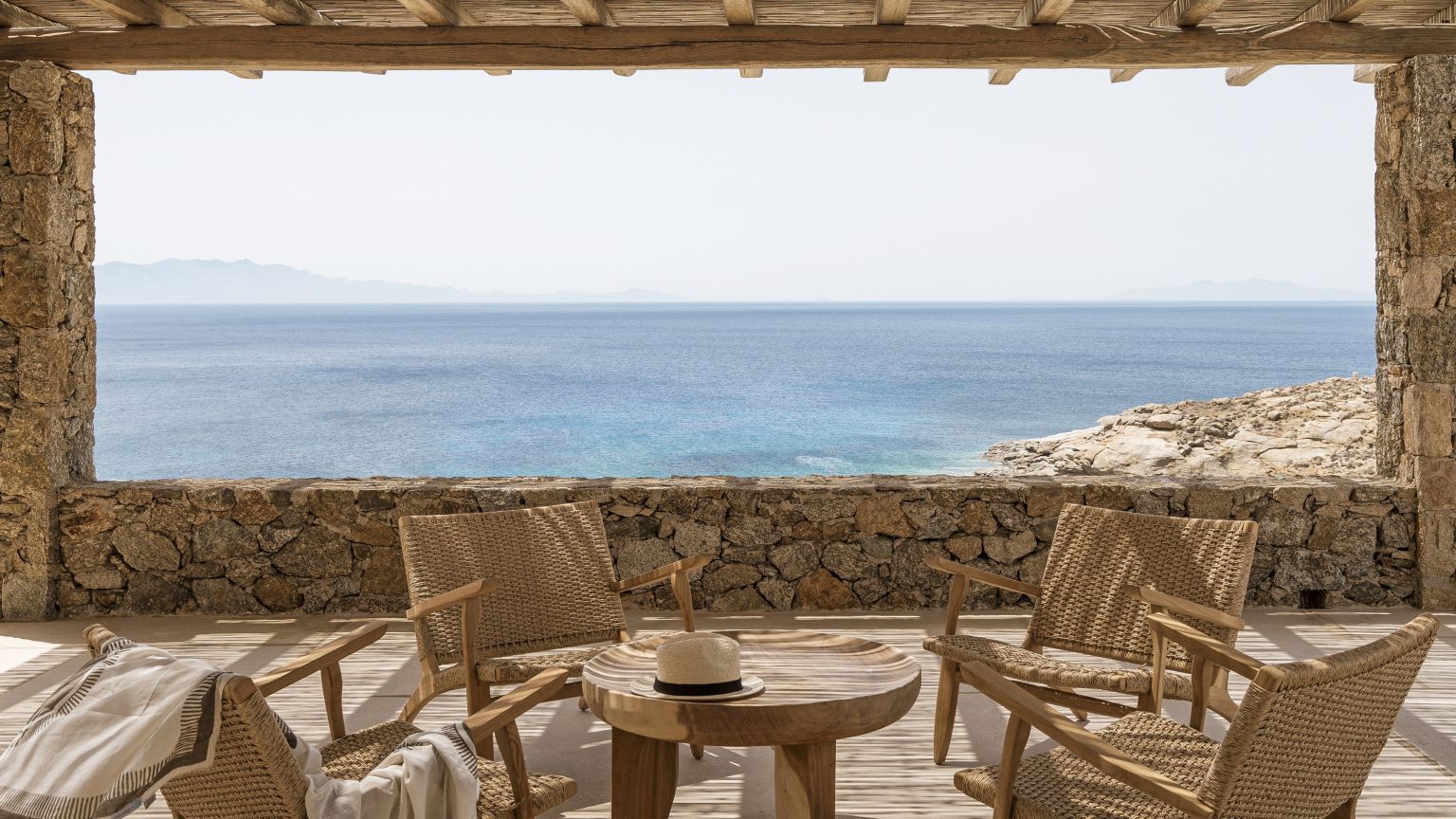 Beach Escape Mykonos Luxus Ferienvilla Am Strand Mieten Meerblick