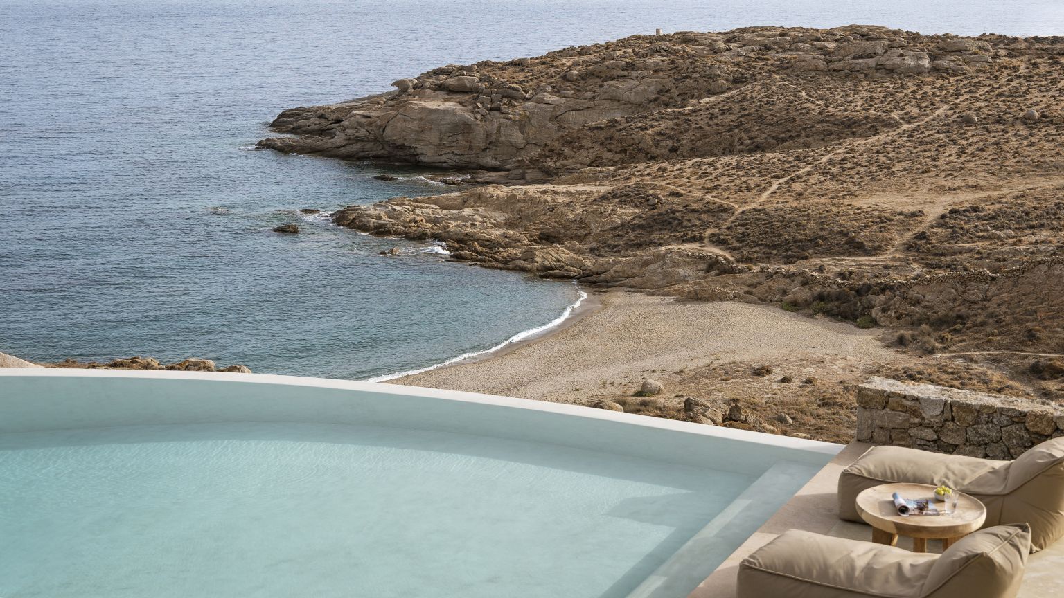 Beach Escape Mykonos Luxus Ferienvilla Am Strand Mieten Strand
