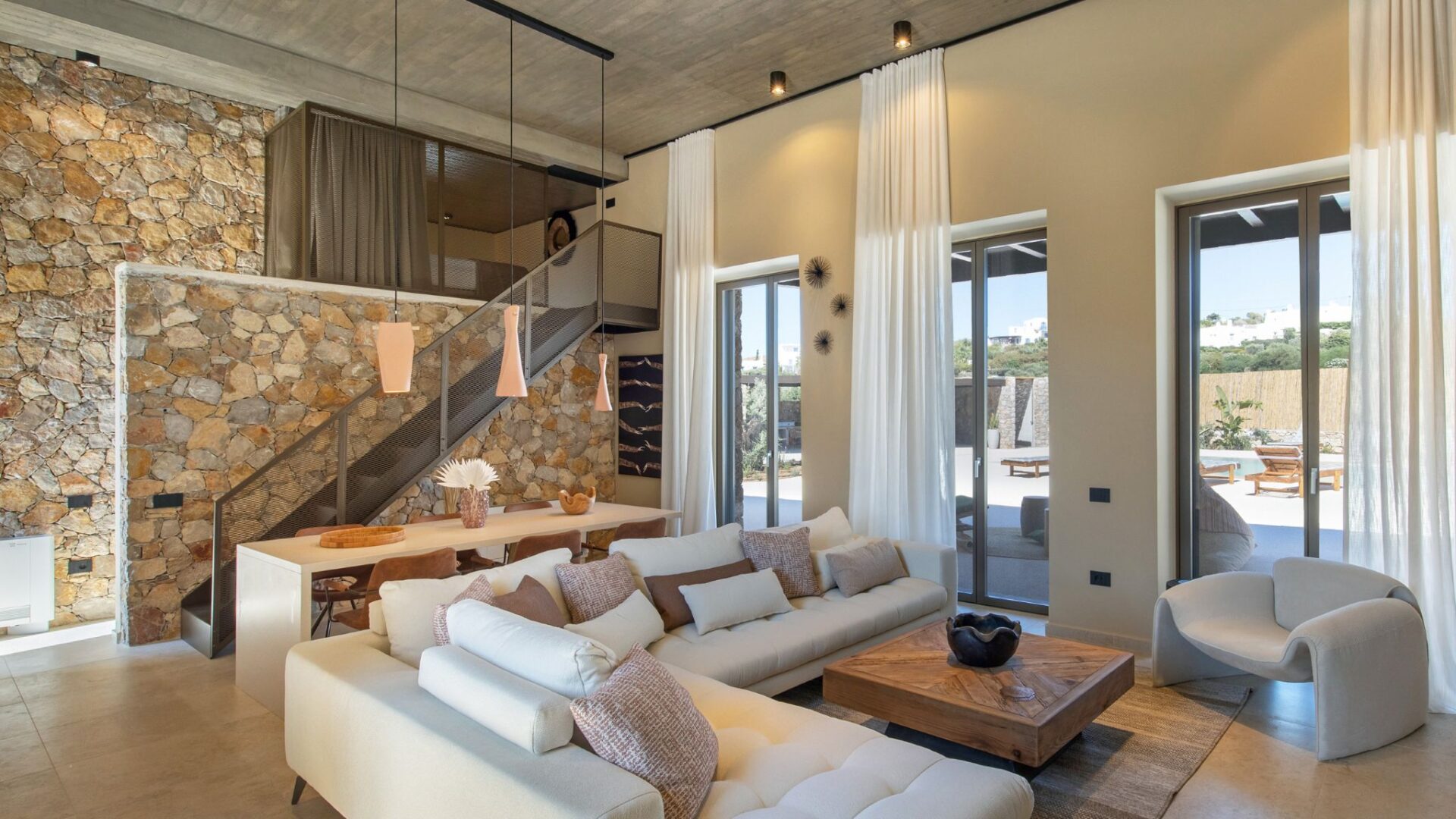 Beach Love Estate Luxus Ferienhaus Paros Am Strand Mieten Wohnzimmer