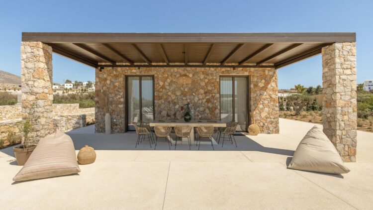 Beach Love One Luxus Ferienhaus Paros Am Strand Mieten Alfresco Essbereich