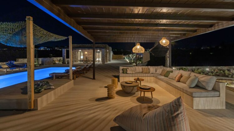 Beach Love One Luxus Ferienhaus Paros Am Strand Mieten Outdoor Lounge