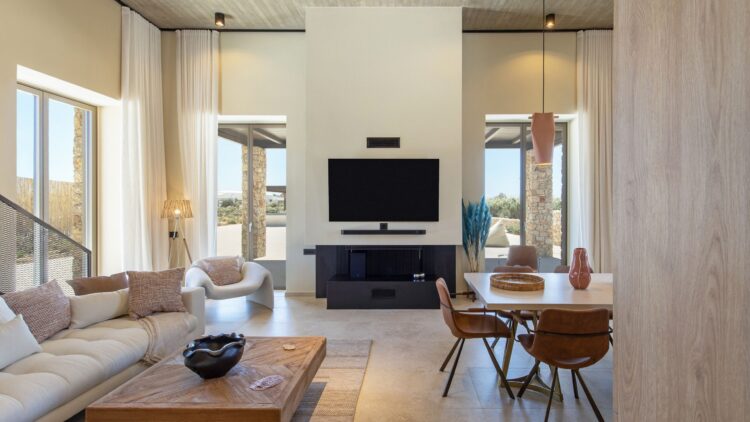 Beach Love One Luxus Ferienvilla Paros Am Strand Mieten Wohnzimmer