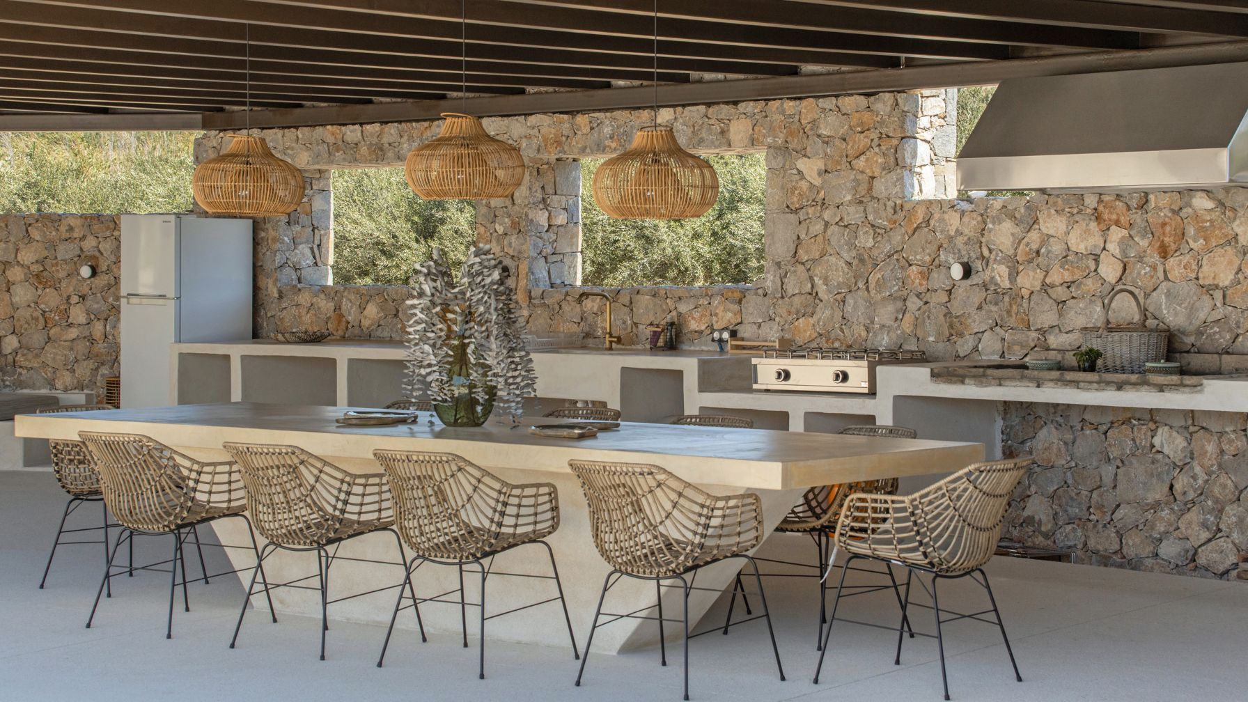 Beach Love Two Luxus Ferienhaus Paros Am Strand Mieten Außenküche