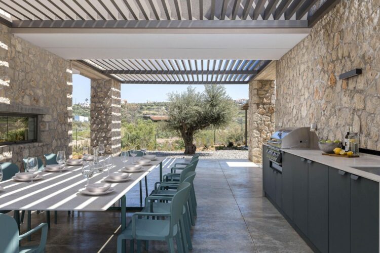 Beach Villa Tersana Luxus Ferienhaus Kreta Mieten Außenküche