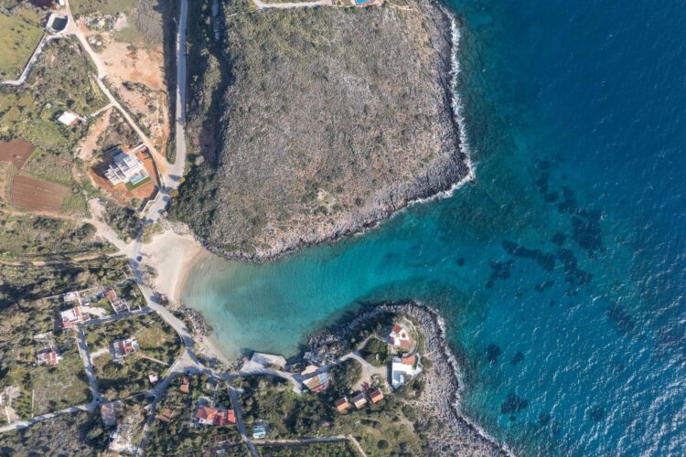 Beach Villa Tersana Luxus Ferienhaus Kreta Mieten Drohne