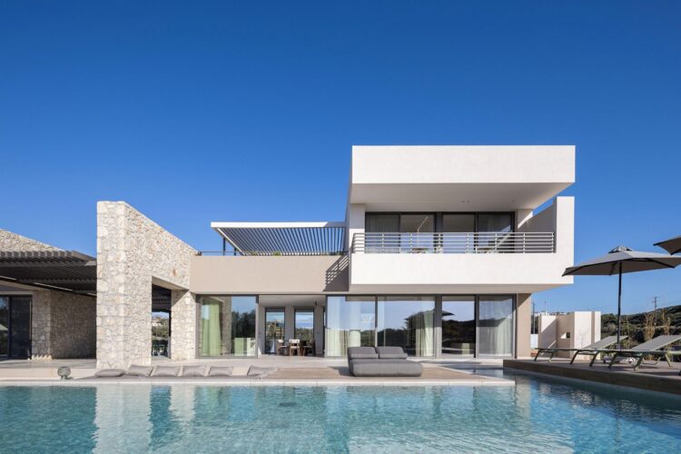 Beach Villa Tersana Luxus Ferienhaus Kreta Mieten Frontansicht