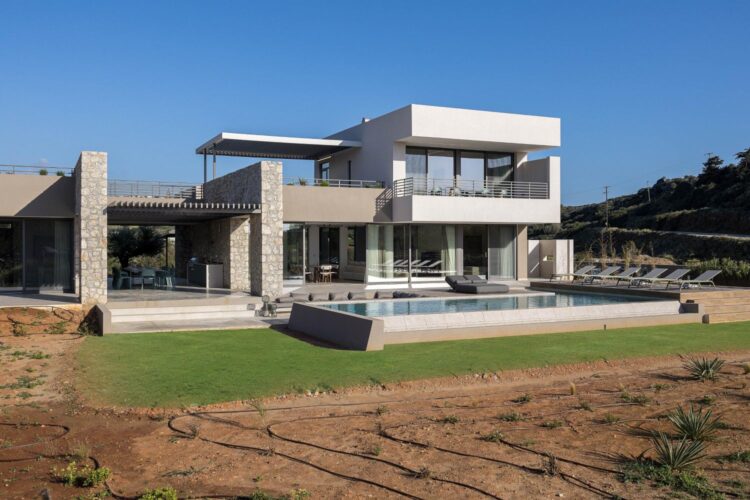 Beach Villa Tersana Luxus Ferienhaus Kreta Mieten Garten