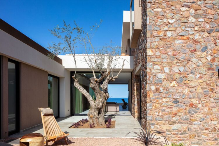 Beachfront Sanctuary Villa Luxus Villa Kreta Mieten Hof