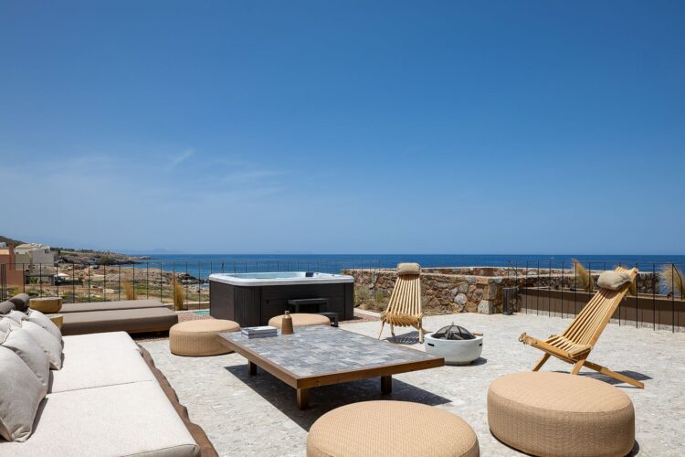 Beachfront Sanctuary Villa Luxus Villa Kreta Mieten Lounge Area