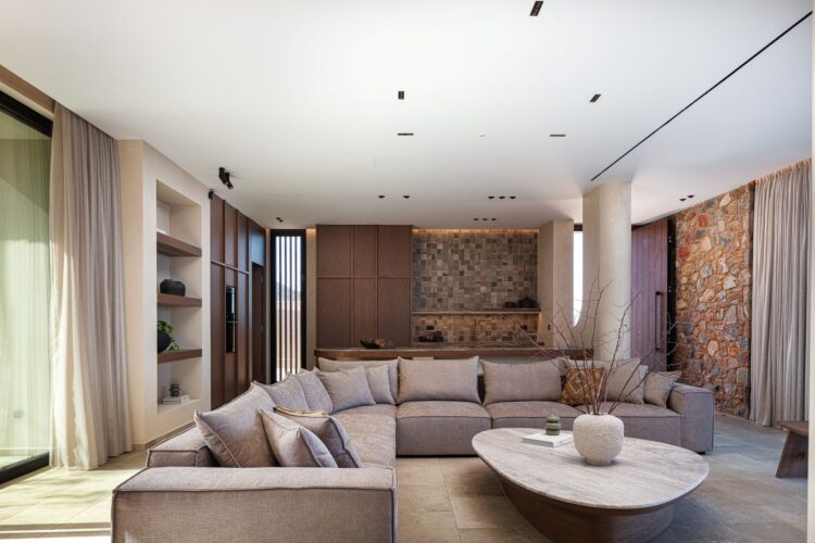 Beachfront Sanctuary Villa Luxus Villa Kreta Mieten Wohnzimmer