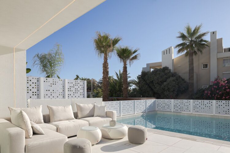 Beachside Villa Missiria Luxus Ferienhaus Kreta Mieten Lounge
