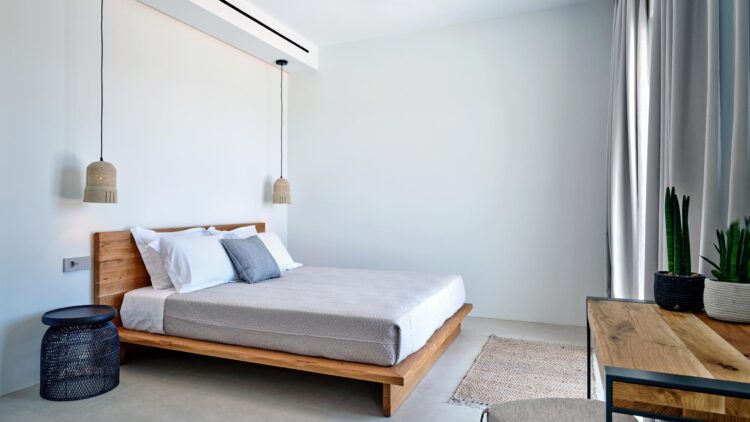 Beachvilla Drios Luxus Ferienhuas Paros Griechenland Mieten Doppelbett