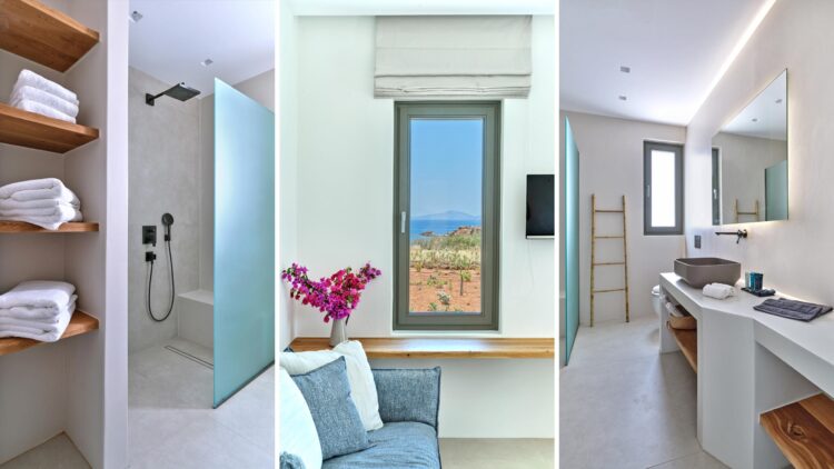 Beachvilla Drios Luxus Ferienhuas Paros Griechenland Mieten Dusche