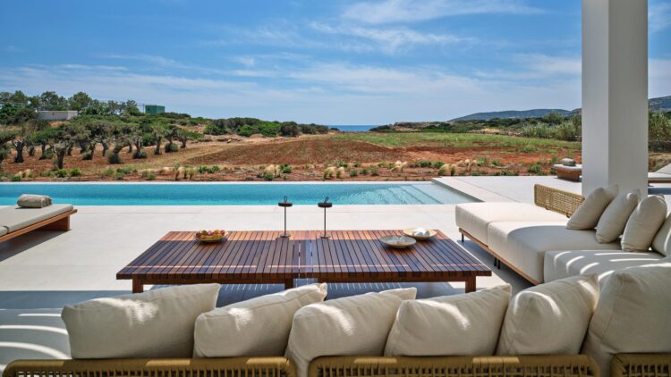 Beachvilla Drios Luxus Ferienhuas Paros Griechenland Mieten Lounge