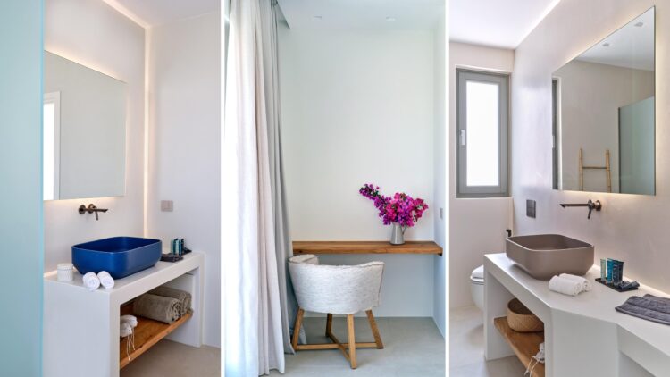 Beachvilla Drios Luxus Ferienhuas Paros Griechenland Mieten Waschtisch