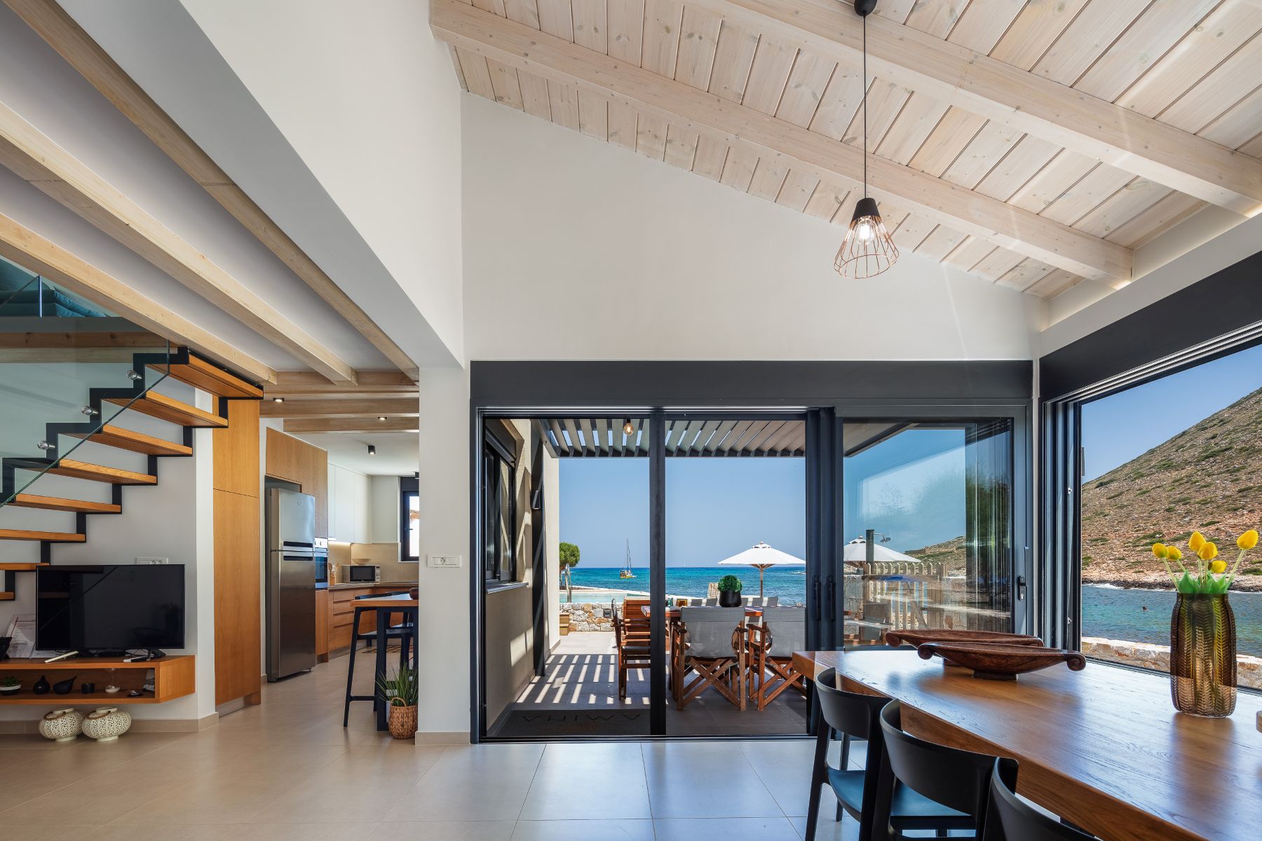 Beachvilla Elena Luxuriöses Ferienhaus Kreta Am Meer Mieten Wohnbereich