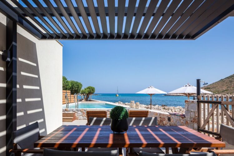 Beachvilla Elena Luxus Ferienhaus Kreta Am Meer Mieten Esstisch