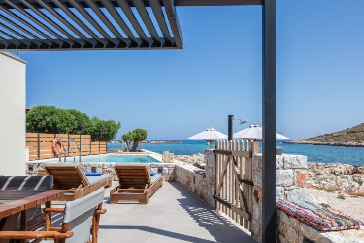 Beachvilla Elena Luxus Ferienhaus Kreta Am Meer Mieten Terrasse