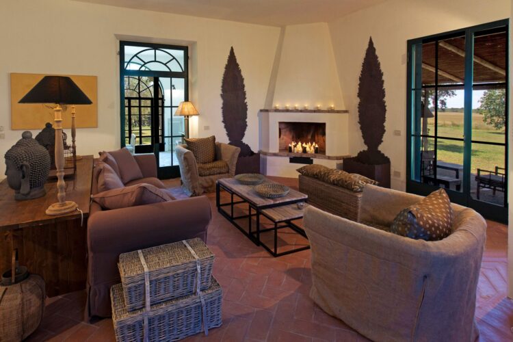 Casa Quercia Luxus Ferienhaus Maremma Italien Mieten Kamin