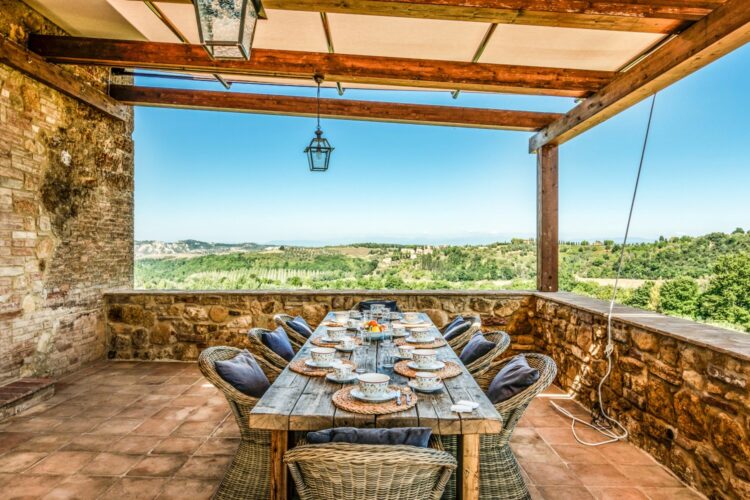 Casale Castelfalfi Luxus Ferienhaus Toskana Chianti Abendessen Mit Panoramablick