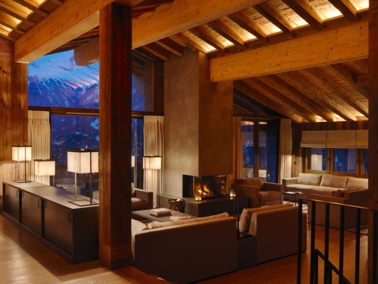 Chalet Angelo Zermatt Wohnbereich Bei Nacht