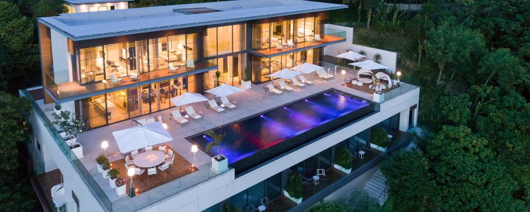 Luxus Feriehaus Thailand mieten Cliff Top Residence Aerial