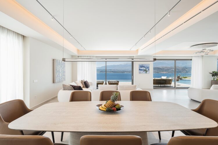 Coastal Retreat Luxus Ferienhaus Kreta Am Meer Mieten Esstisch