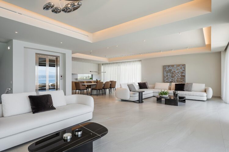 Coastal Retreat Luxus Ferienhaus Kreta Am Meer Mieten Wohnbereich