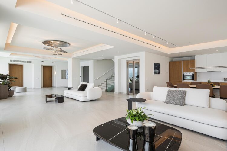 Coastal Retreat Luxus Ferienhaus Kreta Am Meer Mieten Offener Wohnbereich