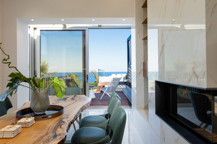 Cove Retreat Luxus Ferienhaus Kreta Am Meer Mieten Esstisch