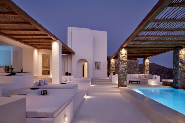 Euphoria Villa Luxus Ferienvilla Mykonos Mit Pool Mieten Abendstimmung