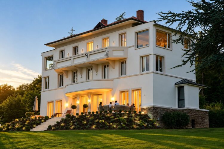 Hideaway Rheintal Luxus Ferienhaus Deutschland Mieten Abendstimmung