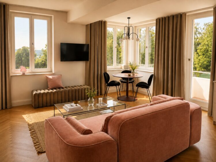Hideaway Rheintal Luxus Ferienhaus Deutschland Mieten Couch