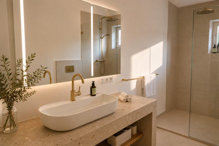 Hideaway Rheintal Luxus Ferienhaus Deutschland Mieten Dusche