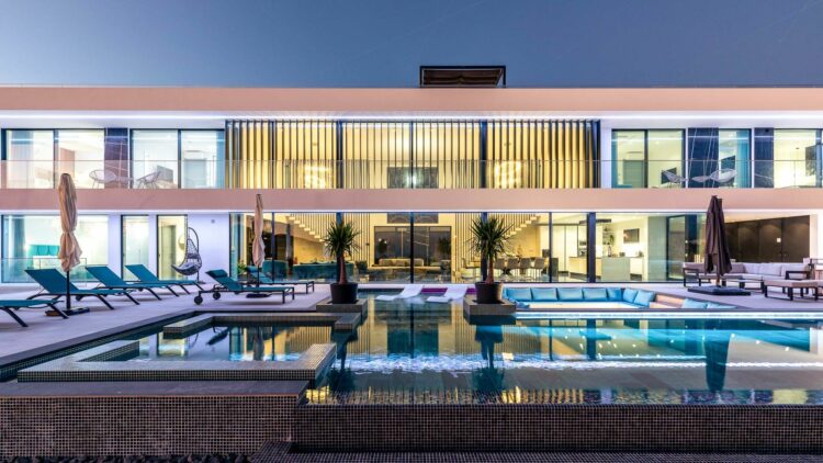 Hollywood Mansion Algarve Luxuriöses Ferienhaus Portugal Bei Nacht