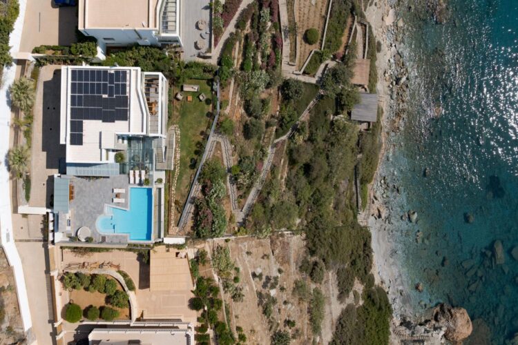 Iconic Sea Villa Luxus Ferienhaus Kreta Mieten Drohne