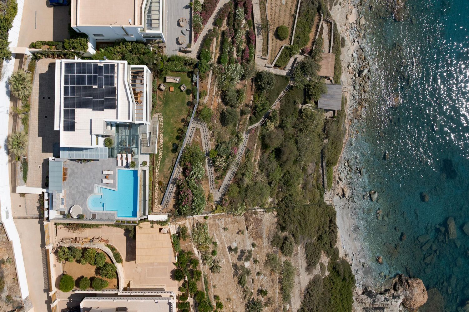 Iconic Sea Villa Luxus Ferienhaus Kreta Mieten Drohne